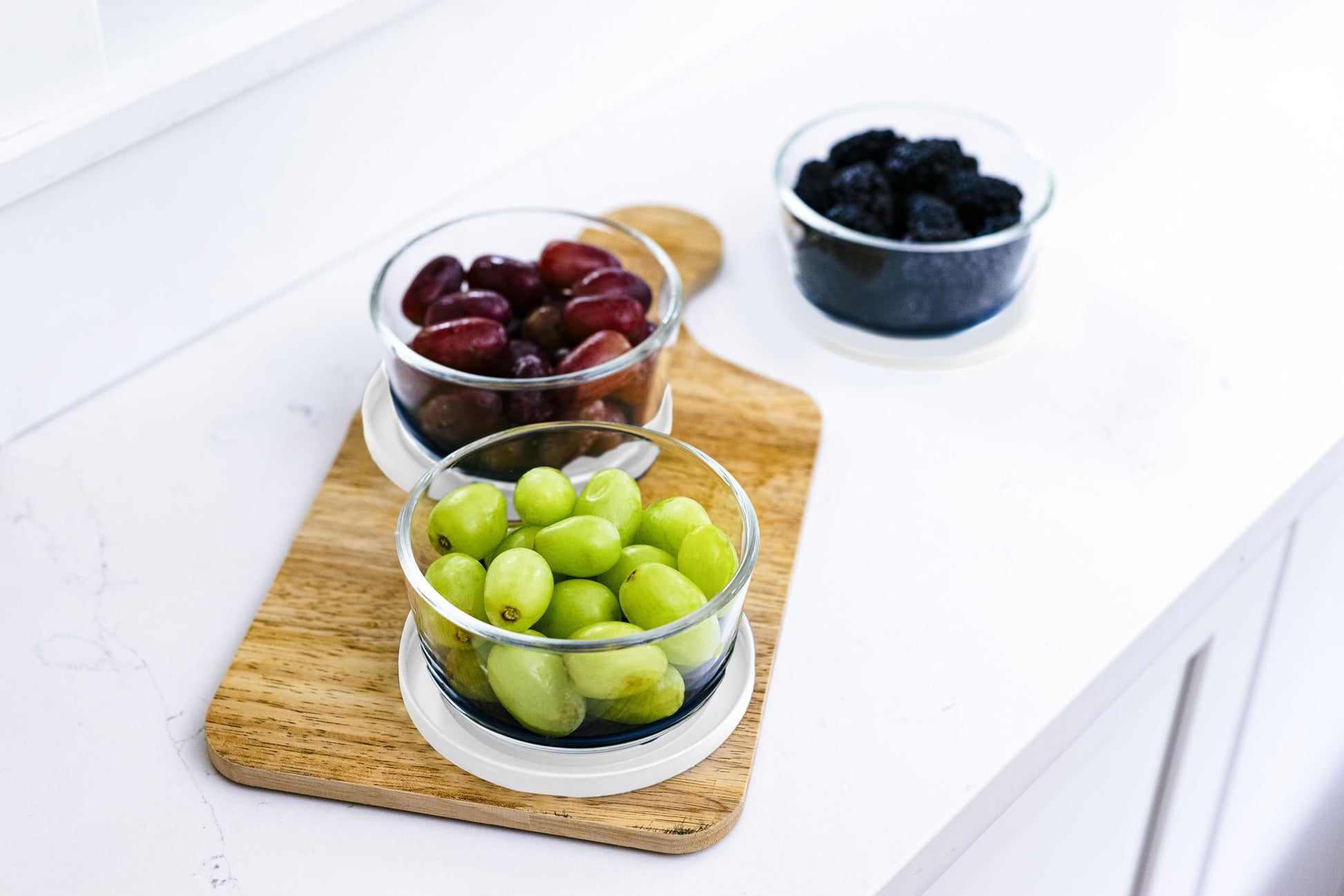 Glass Food Storage Containers - 6 Piece 2 Cup Set (3 Containers + 3 Lids), White-2