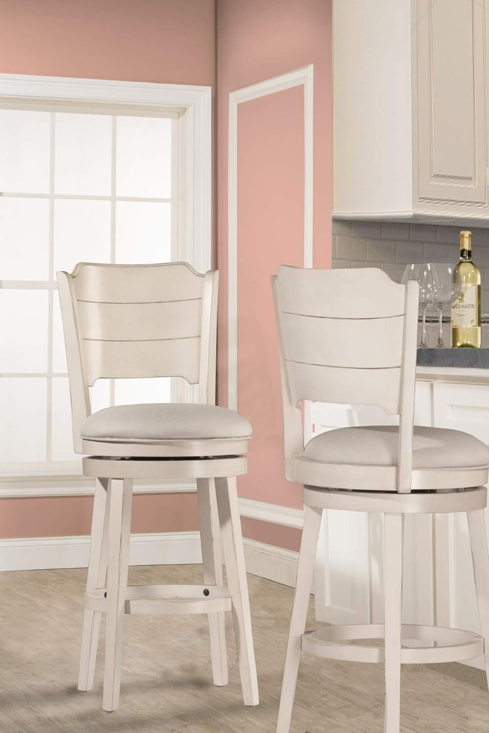 Distressed Gray Swivel Counter Height Stool with Comfort-1
