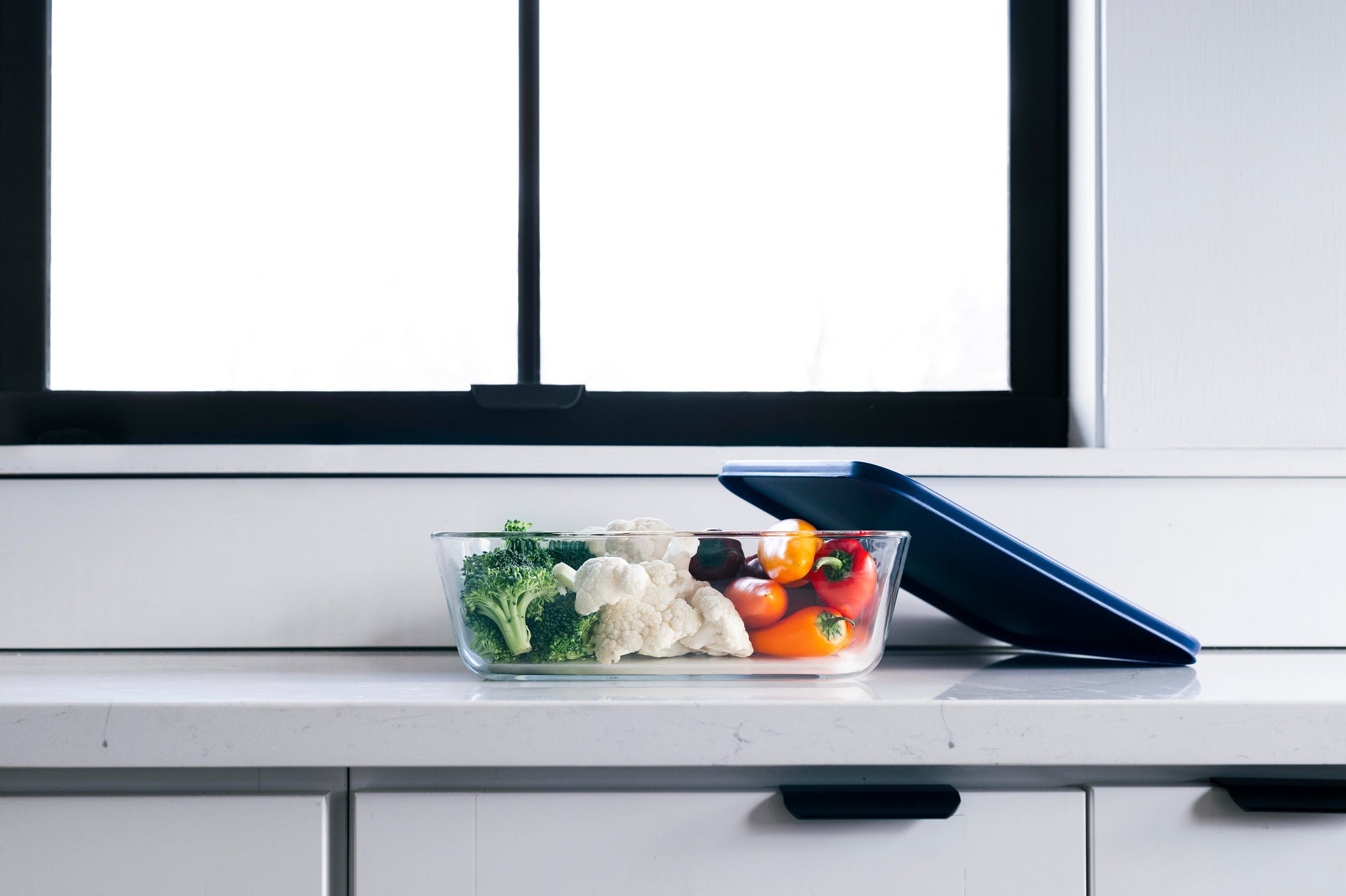 Glass Food Storage Containers - 4 Piece 11 Cup (2 Containers + 2 Lids) Rectangular Set-1