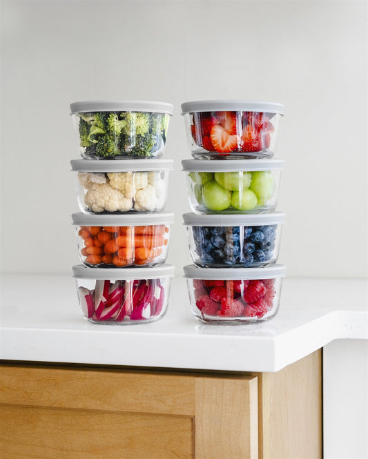 Glass Food Storage Containers - 16 Piece 1 Cup Set (8 Containers + 8 Lids)-1