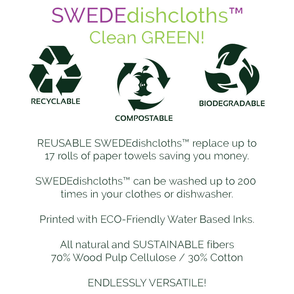 Eco-Friendly Swedish Dishcloths - French Press Set of 3 (Paper Towel Replacements)