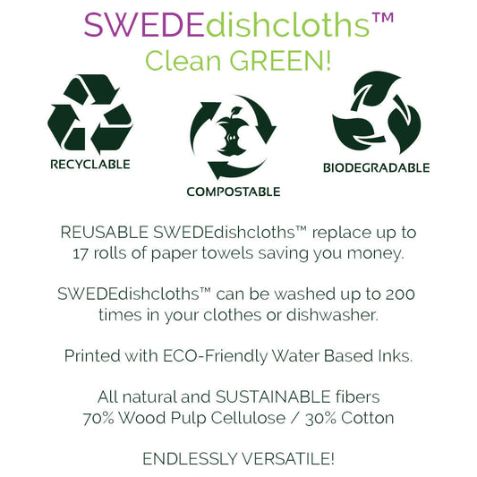 Eco-Friendly Swedish Dishcloths - French Press Set of 3 (Paper Towel Replacements)