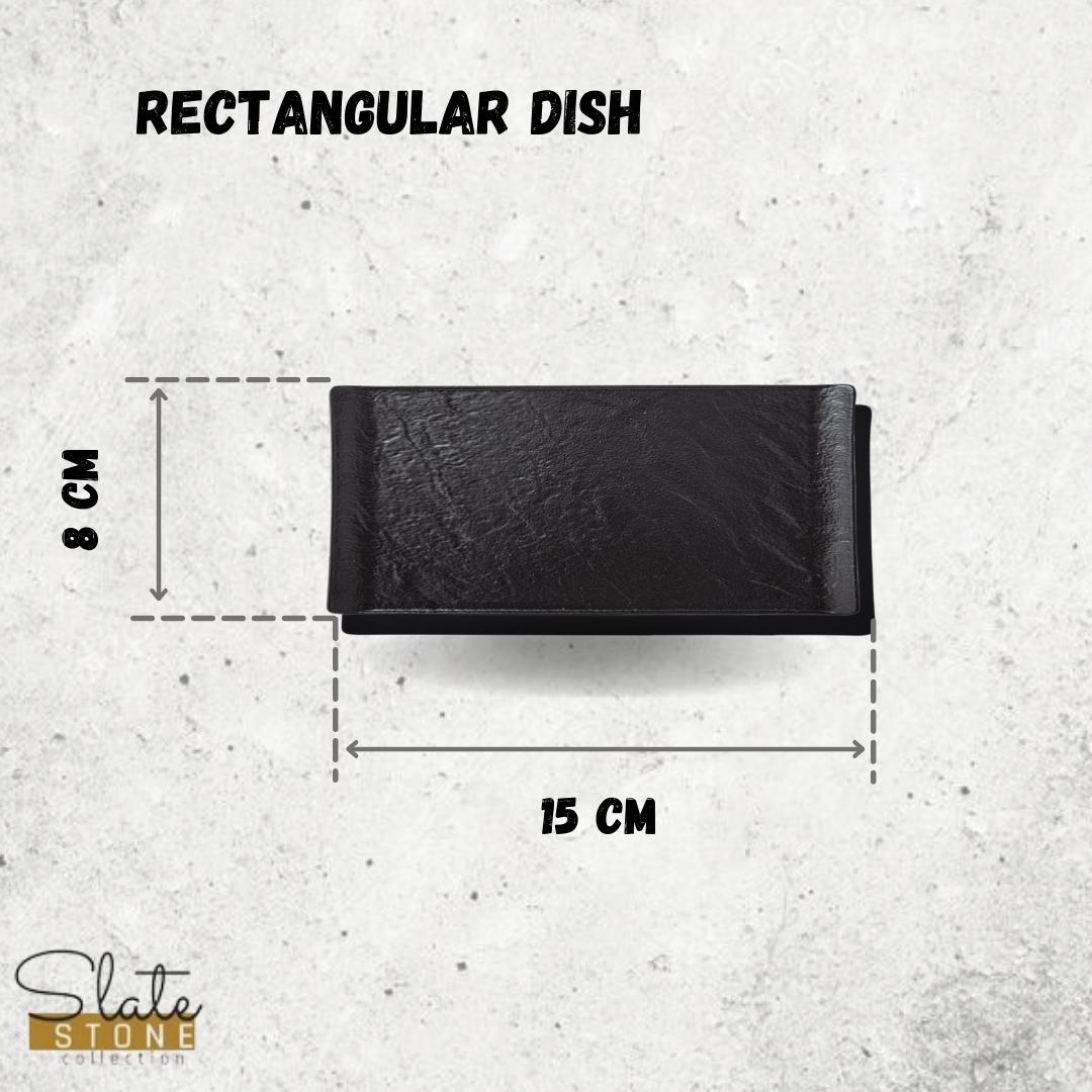 Black Porcelain Slate look Rectangular Dish 6" inch X 3" inch-2