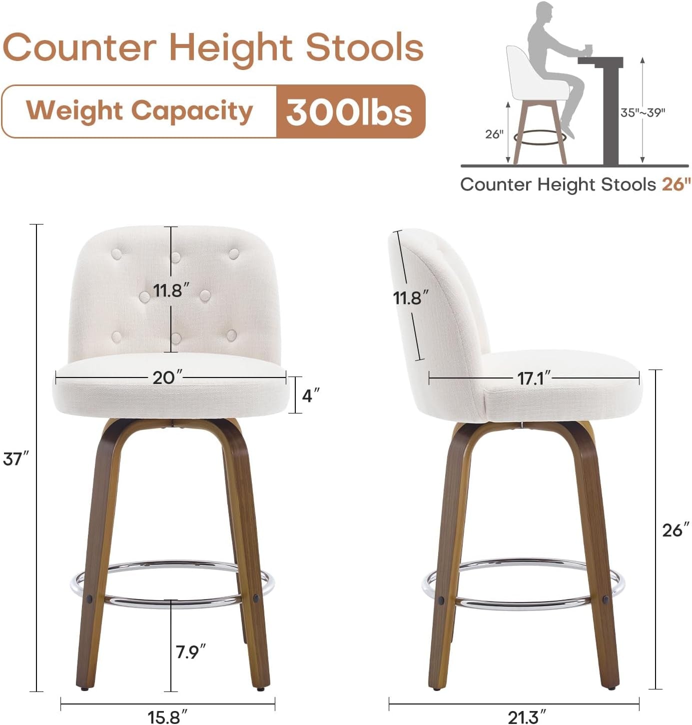 Swivel Bar Stools Set of Three for Kitchen-1