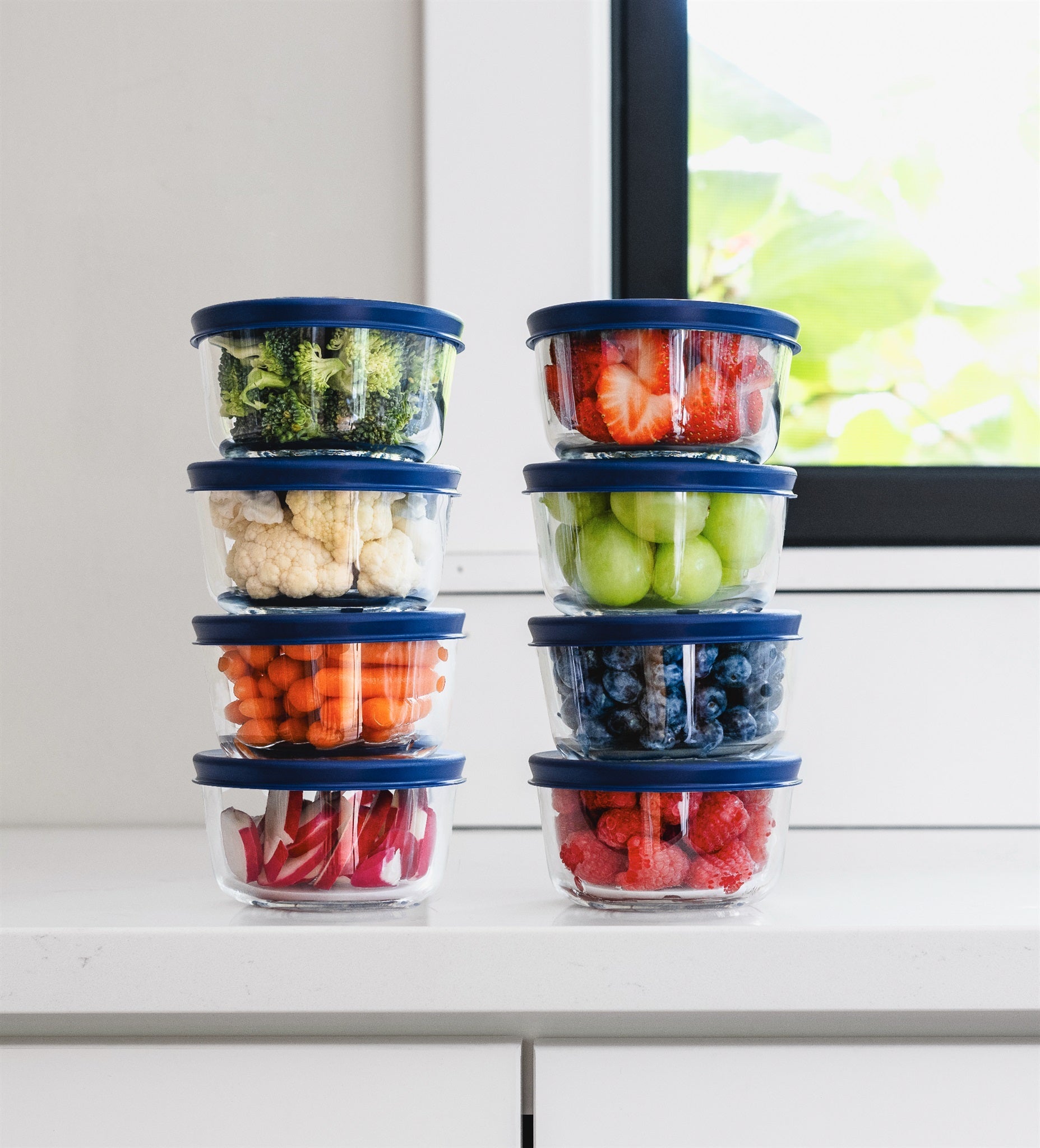 Glass Food Storage Containers - 16 Piece 1 Cup Set (8 Containers + 8 Lids)-1