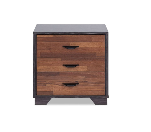 19" Espresso And Walnut Brown Three Drawer Wood Nightstand-2