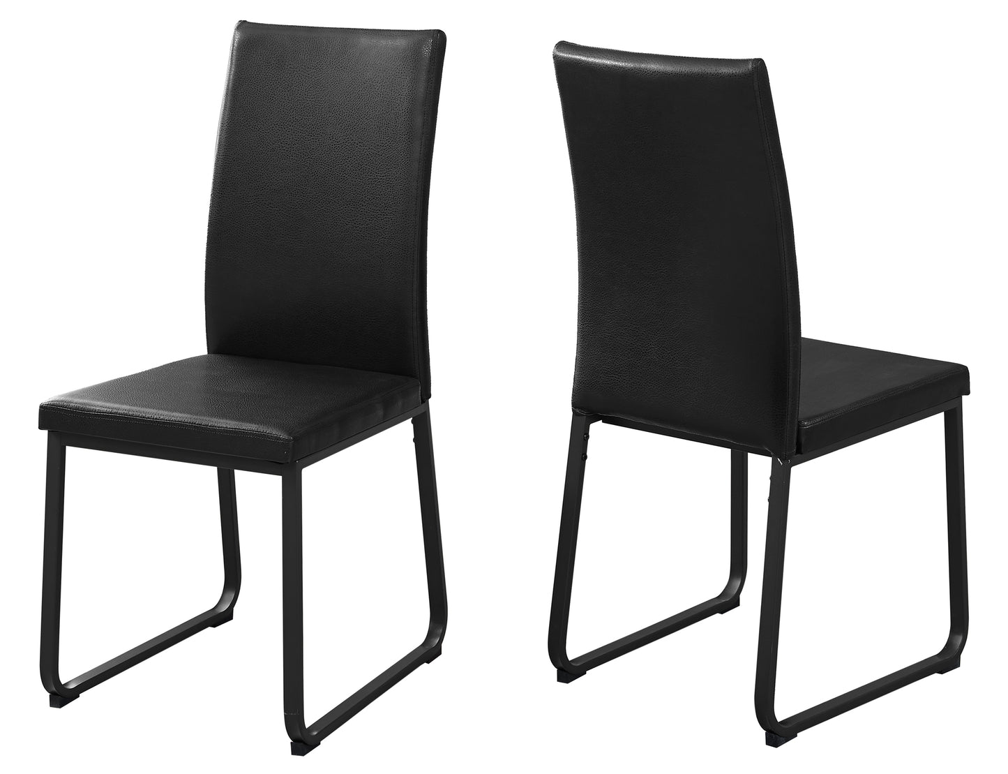 Set of Two Black Upholstered Faux Leather Dining Side Chairs-2