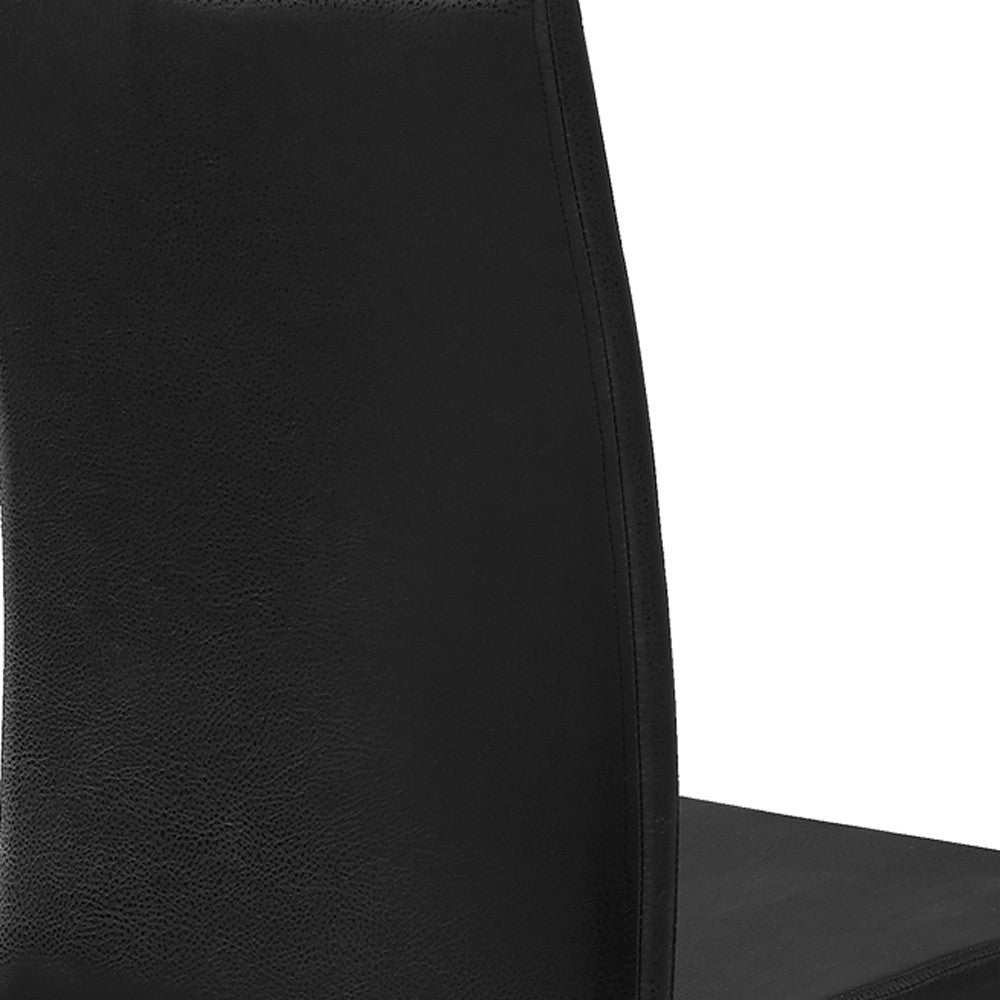 Set of Two Black Upholstered Faux Leather Dining Side Chairs-3