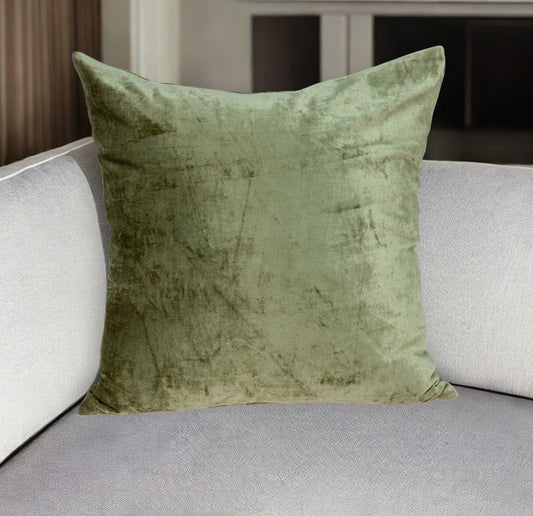 20" X 7" X 20" Transitional Olive Solid Pillow Cover With Poly Insert-0