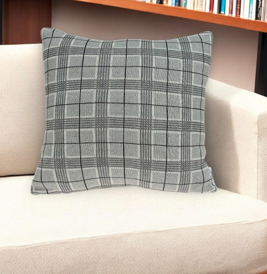 20" X 7" X 20" Transitional Gray Accent Pillow Cover With Poly Insert-0