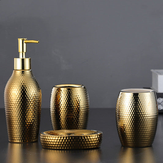 4 Pieces Golden Ceramic Bathroom Set-1