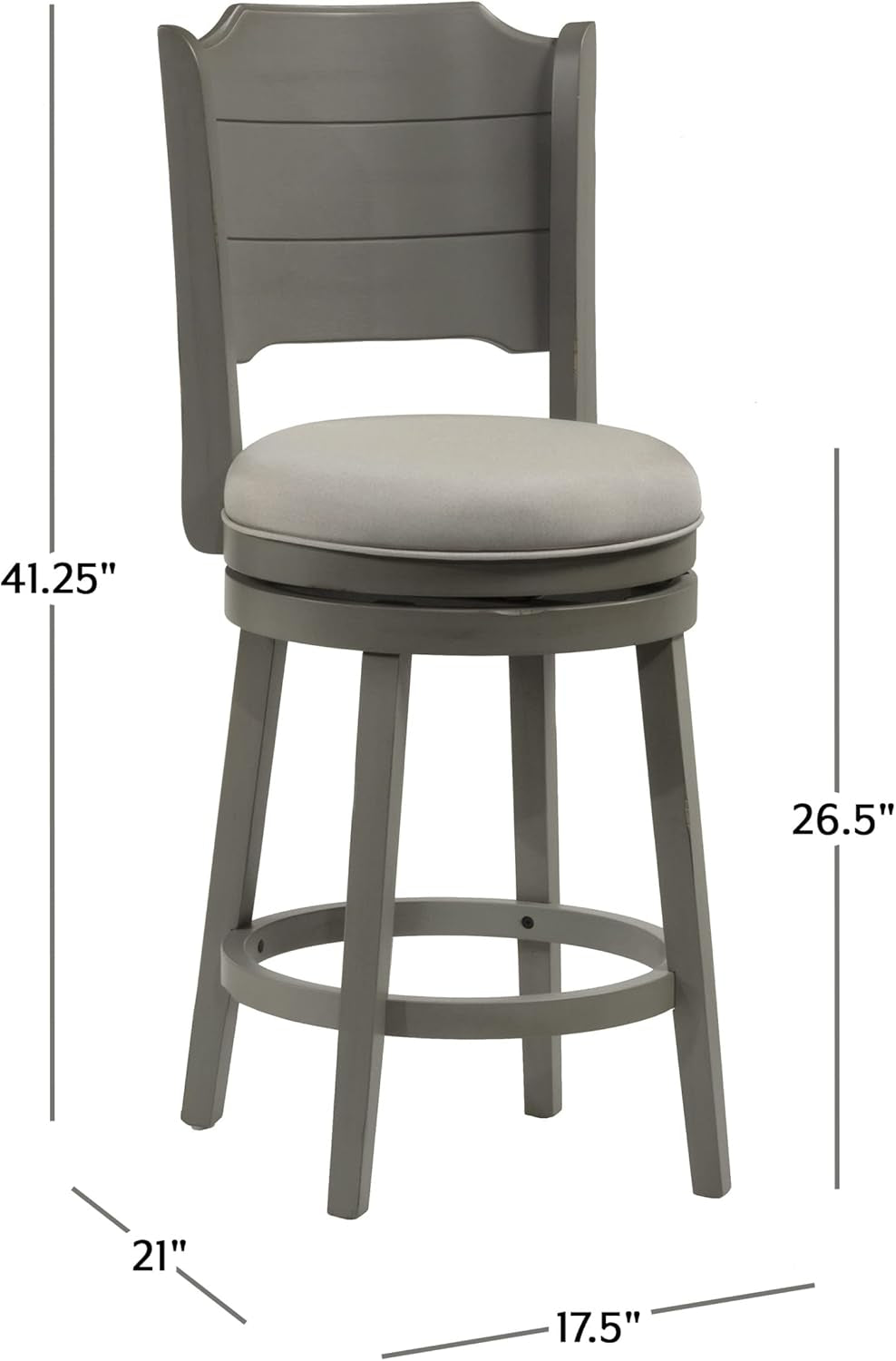 Distressed Gray Swivel Counter Height Stool with Comfort-2