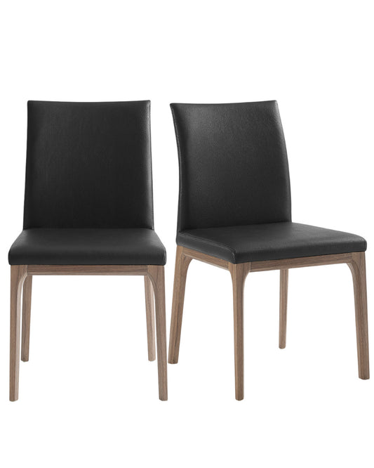 Set Of 2 Black Faux Leather Dining Chairs-1