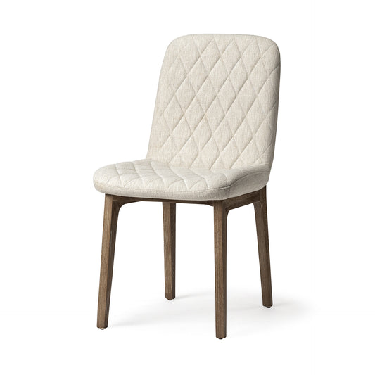 Cream And Brown Upholstered Fabric Dining Side Chair-1