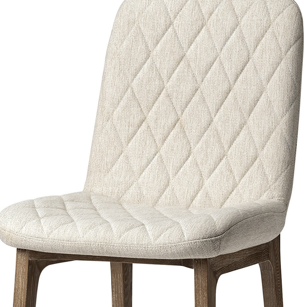 Cream And Brown Upholstered Fabric Dining Side Chair-2