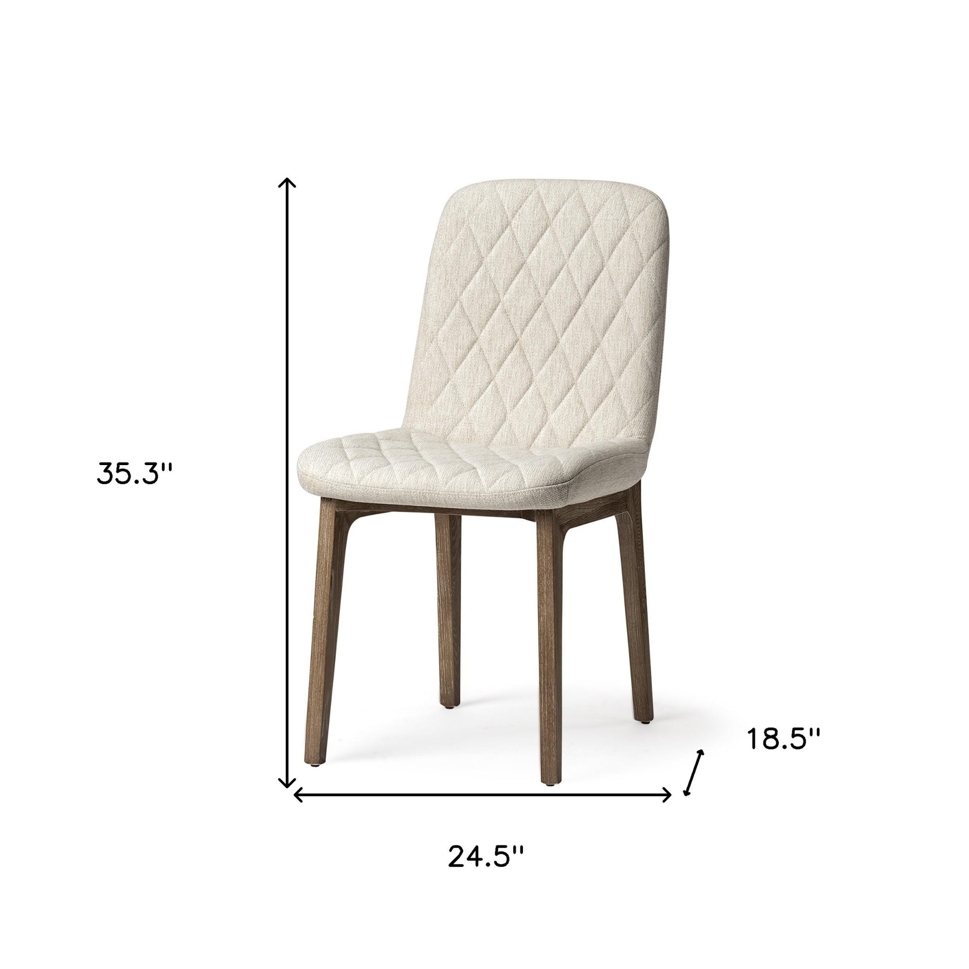 Cream And Brown Upholstered Fabric Dining Side Chair-3