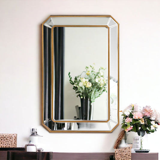 Recatngle Gold Leaf Mirror With Angled Corners Frame-1