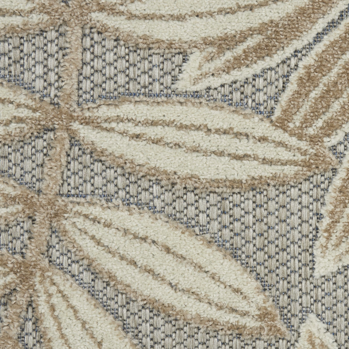 8' X 11' Beige Gray And Ivory Botanical Leaves Indoor Outdoor Area Rug-4