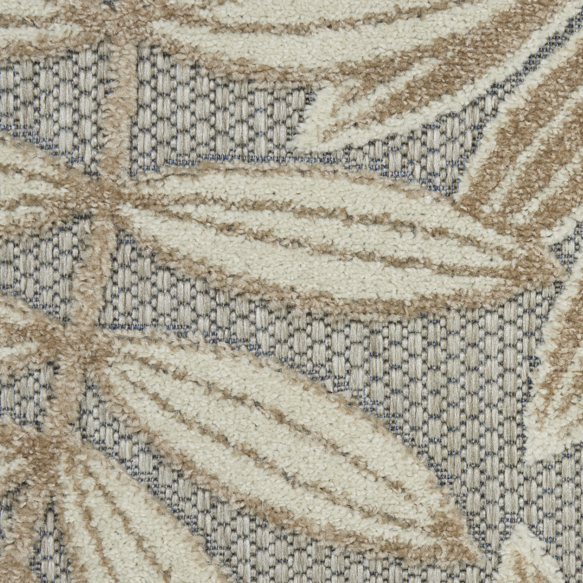 8' X 11' Beige Gray And Ivory Botanical Leaves Indoor Outdoor Area Rug-4