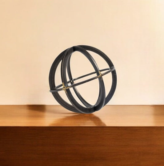 Petite Black Metal Circular Decorative Object-0