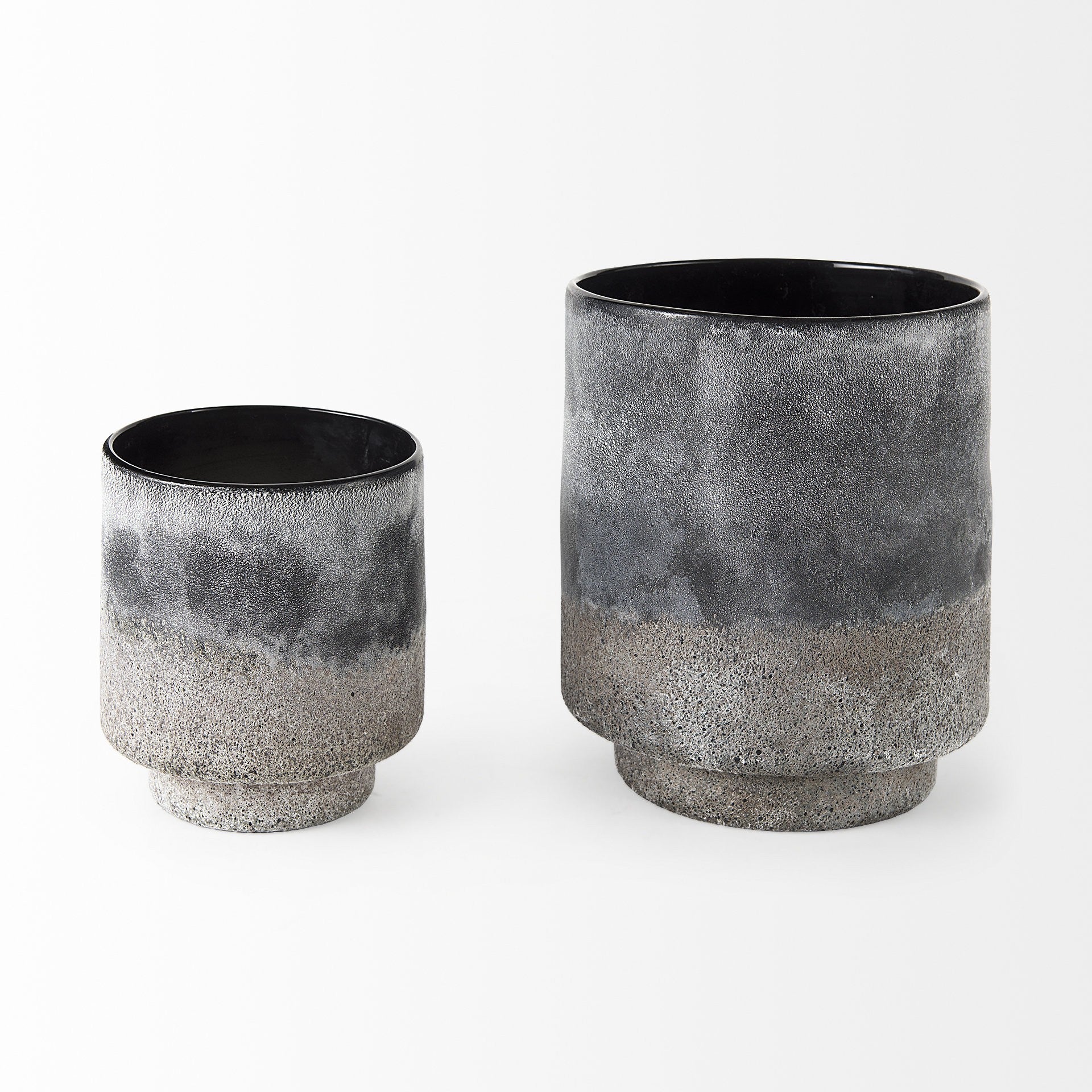 6" Brown And Black Abstract Cylinder Ceramic Table Vase-2