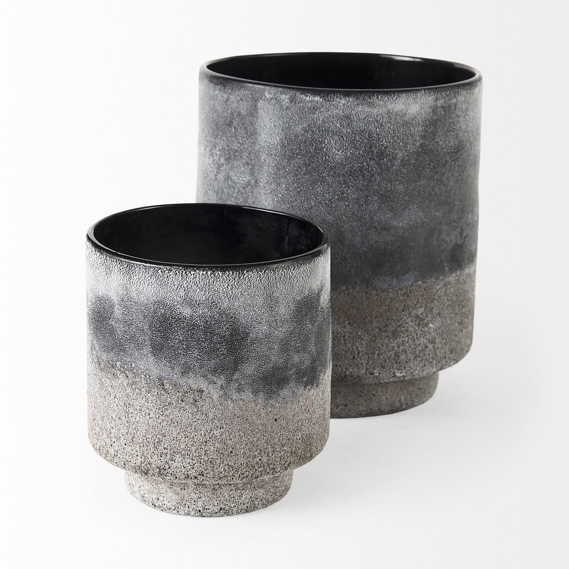6" Brown And Black Abstract Cylinder Ceramic Table Vase-3
