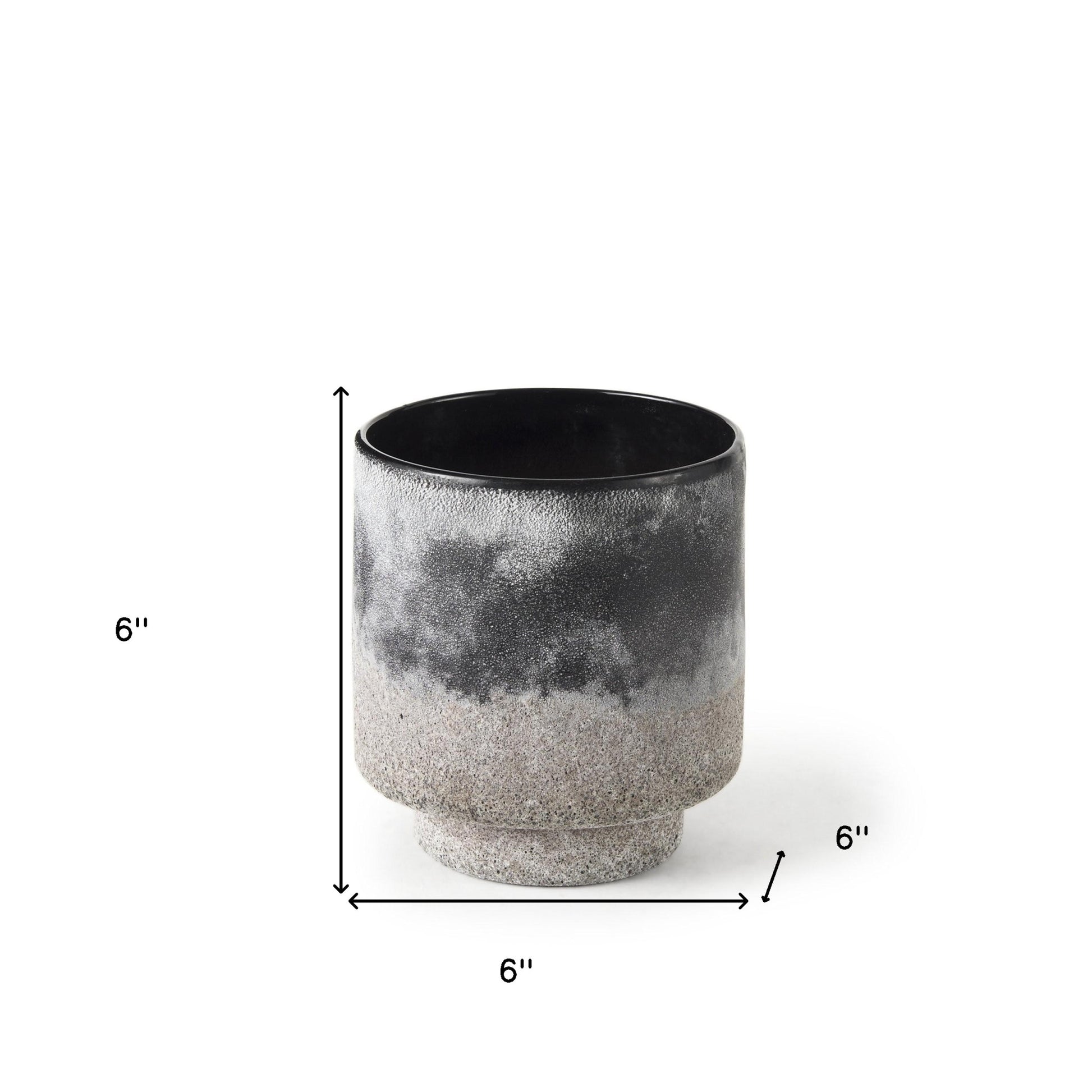 6" Brown And Black Abstract Cylinder Ceramic Table Vase-6