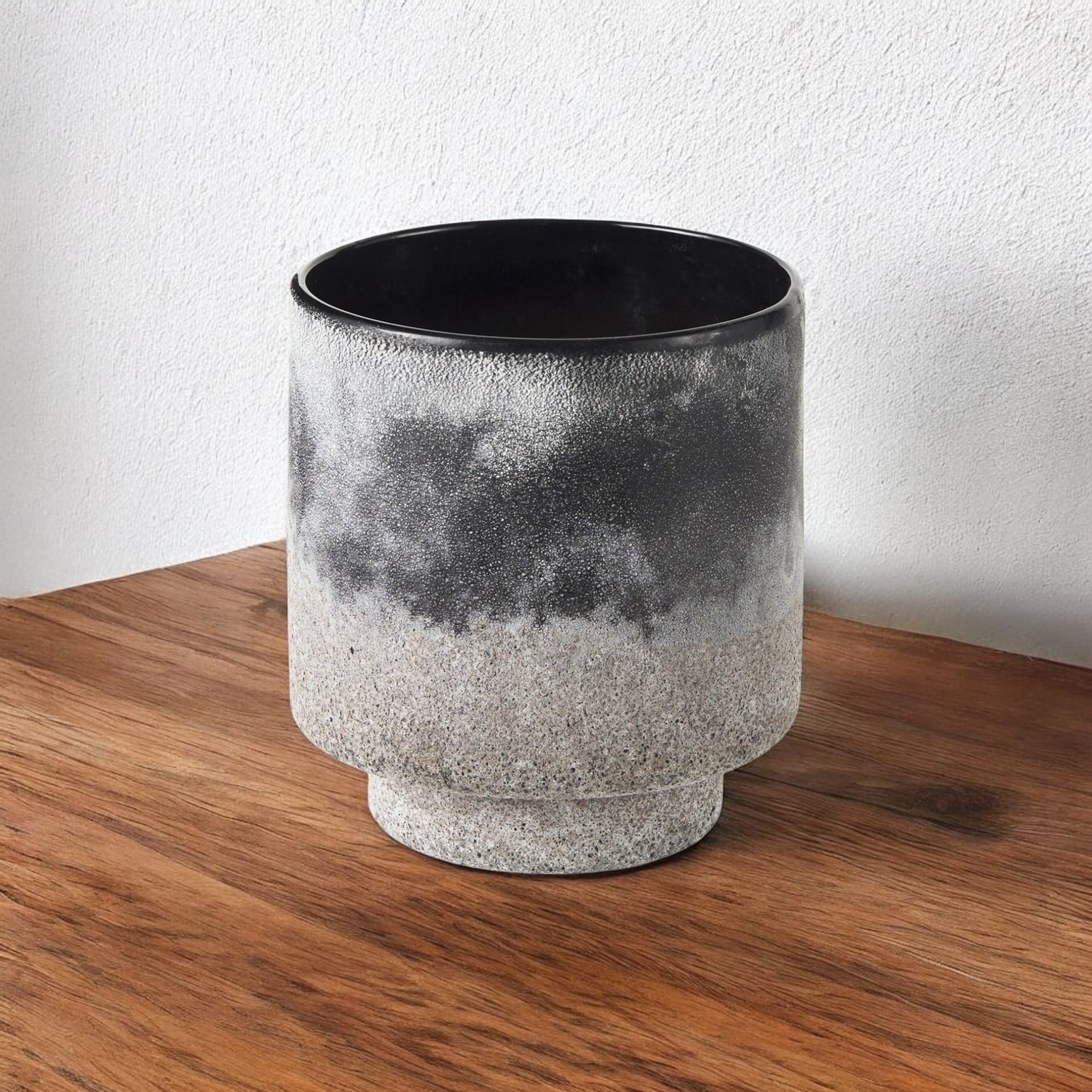 6" Brown And Black Abstract Cylinder Ceramic Table Vase-0