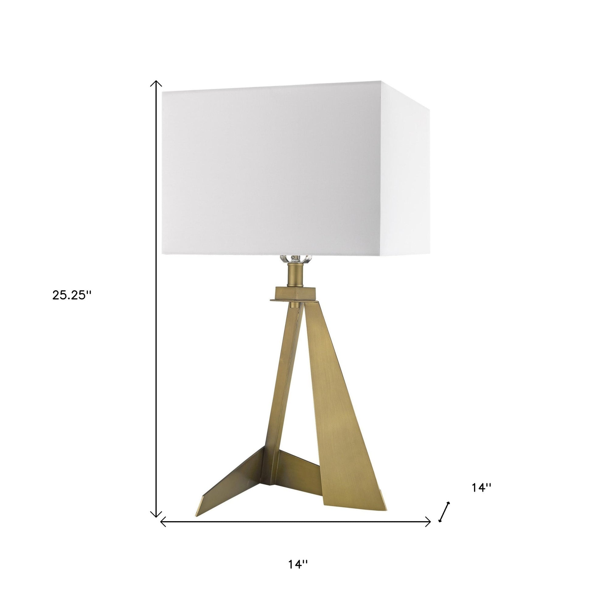 25" Brass Metal Novelty Table Lamp With White Shade-4
