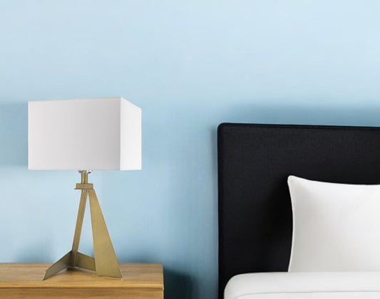 25" Brass Metal Novelty Table Lamp With White Shade-0