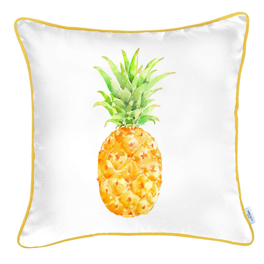 Orange and White Printed Pineapple Throw Pillow-0