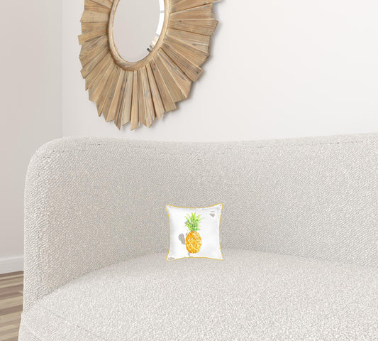 Orange and White Printed Pineapple Throw Pillow-1