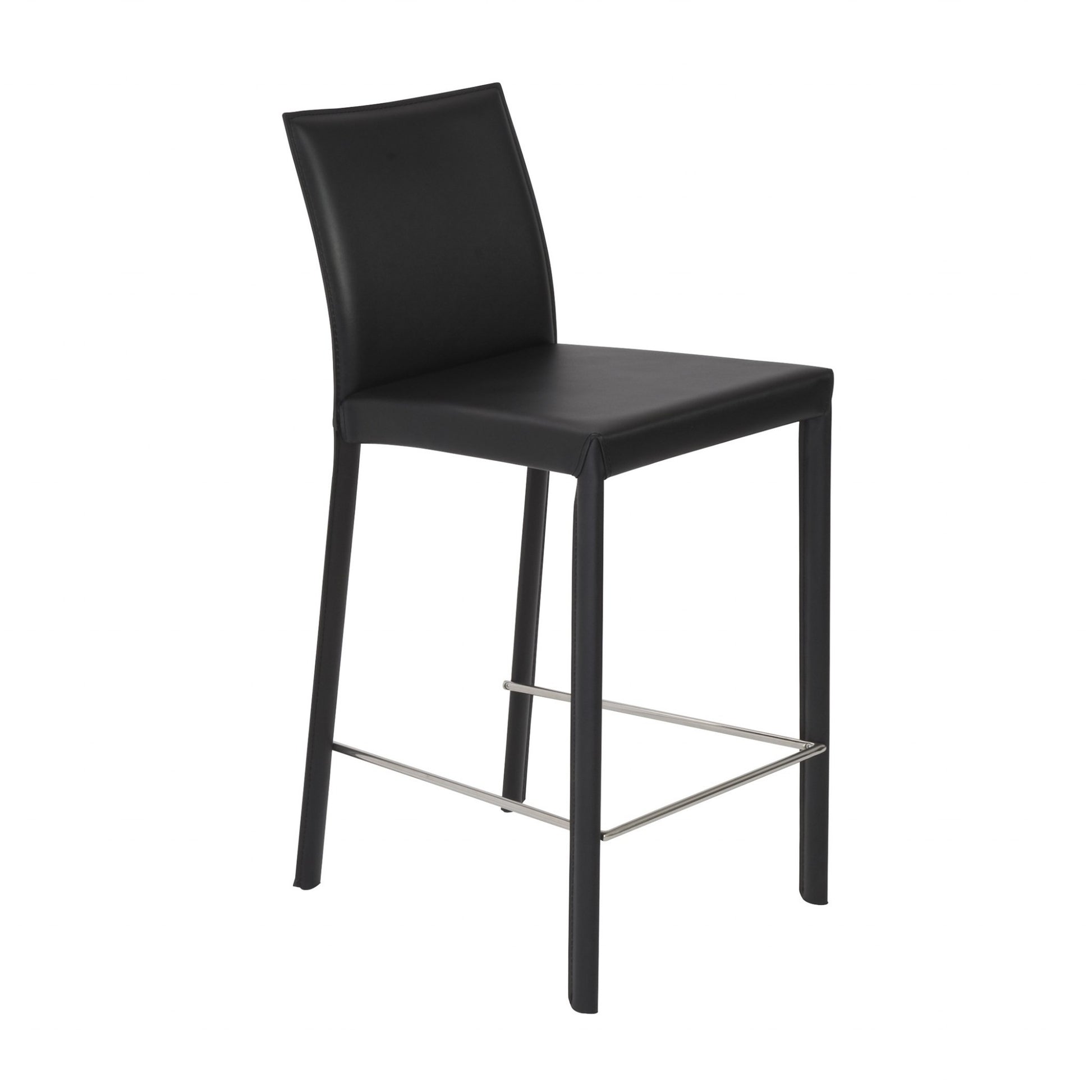 Set of Two 26" Black Steel Low Back Counter Height Bar Chairs-2