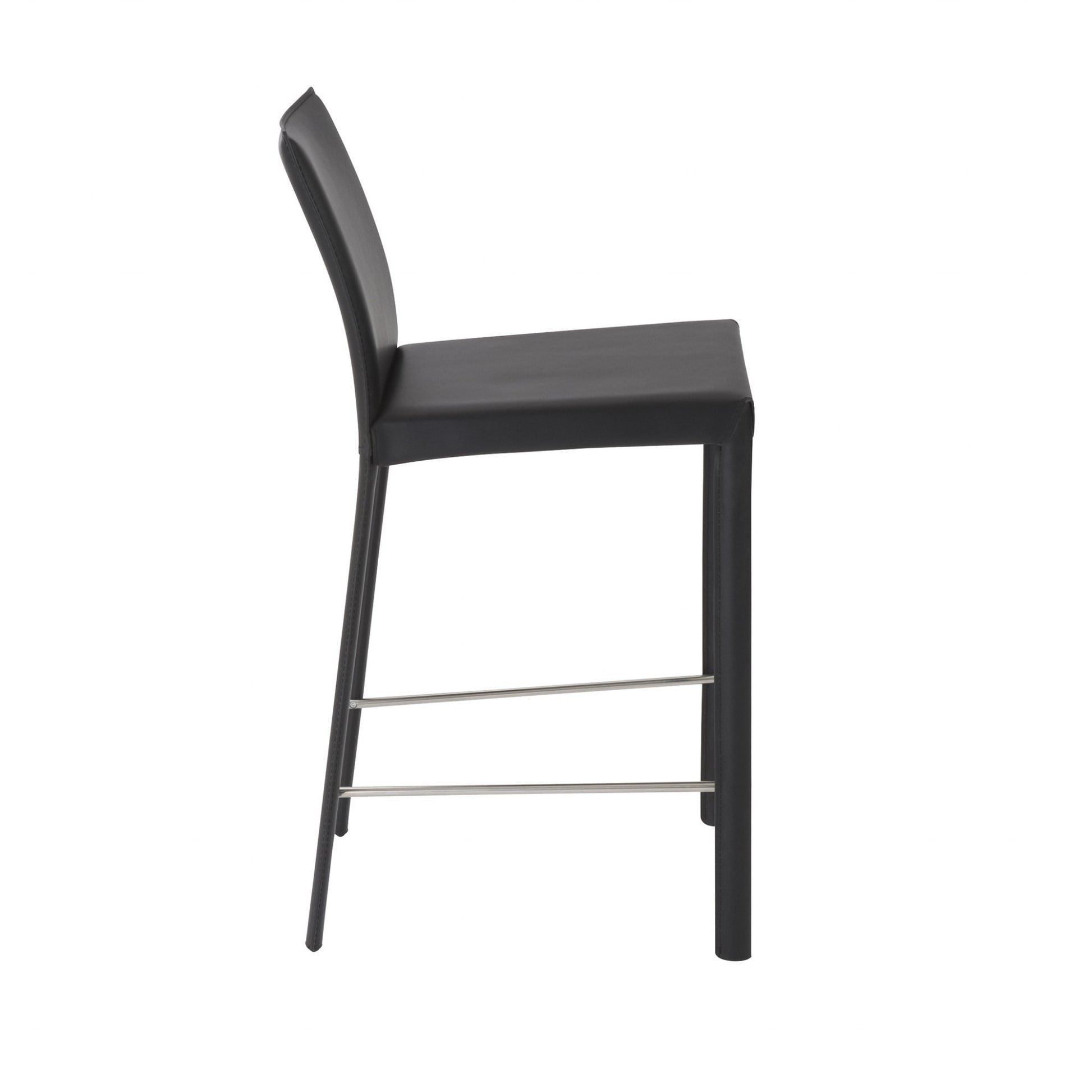 Set of Two 26" Black Steel Low Back Counter Height Bar Chairs-3