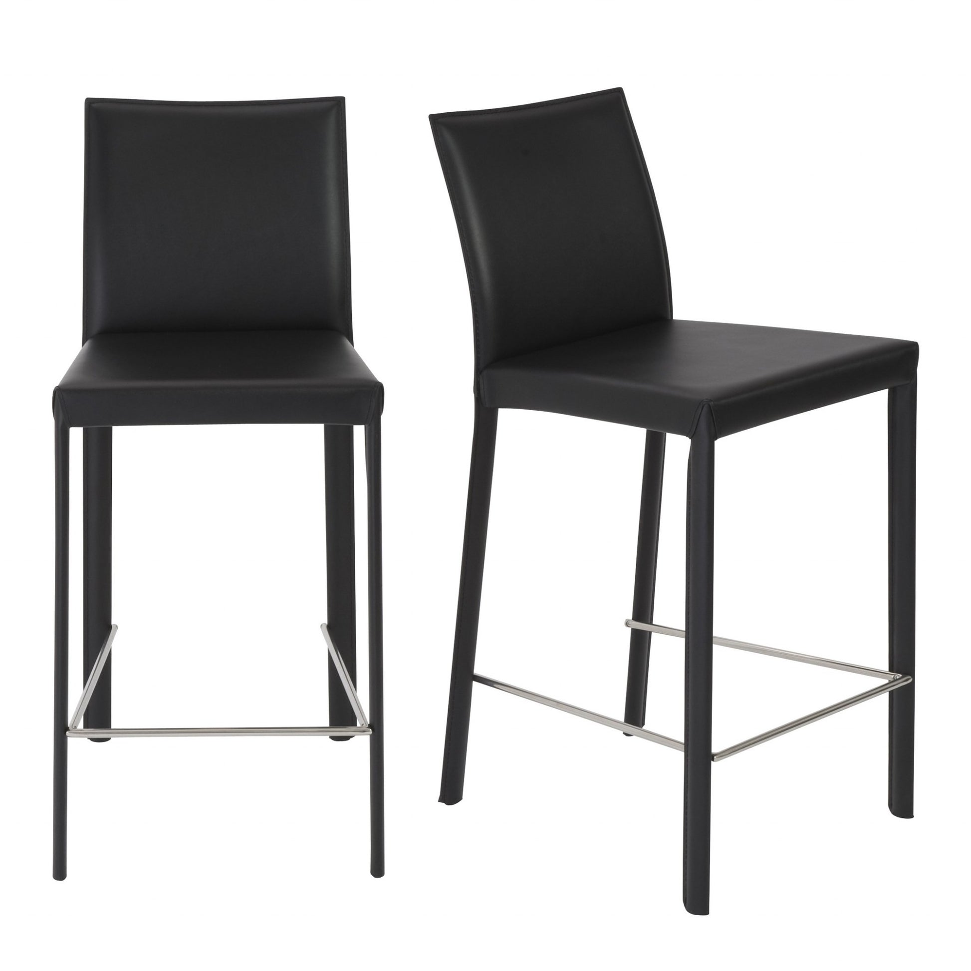 Set of Two 26" Black Steel Low Back Counter Height Bar Chairs-6