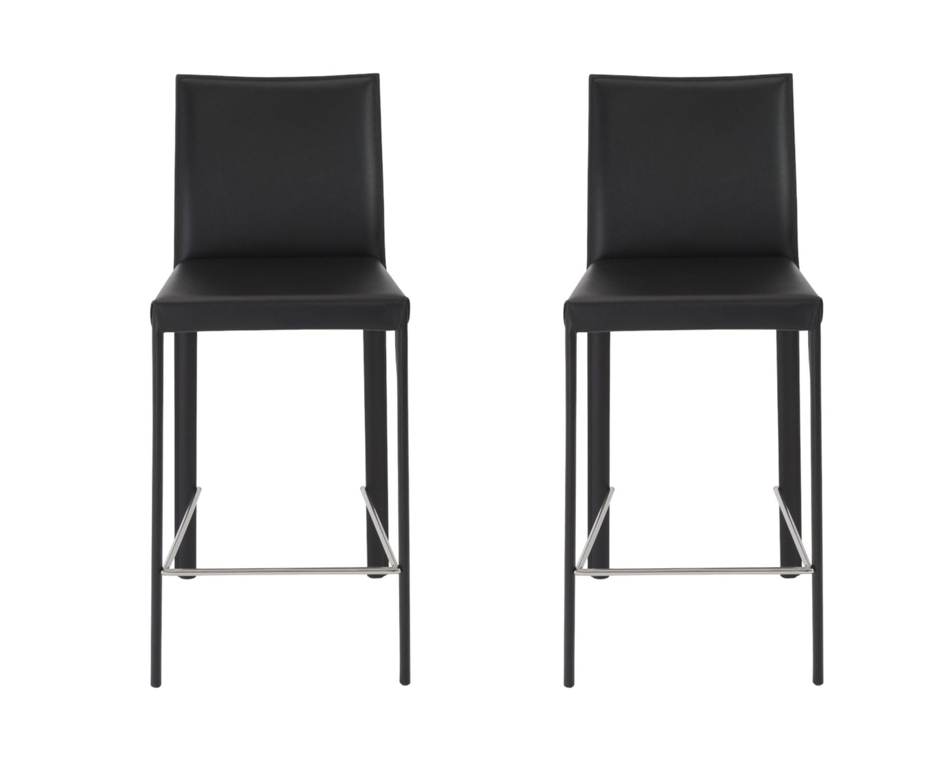 Set of Two 26" Black Steel Low Back Counter Height Bar Chairs-1