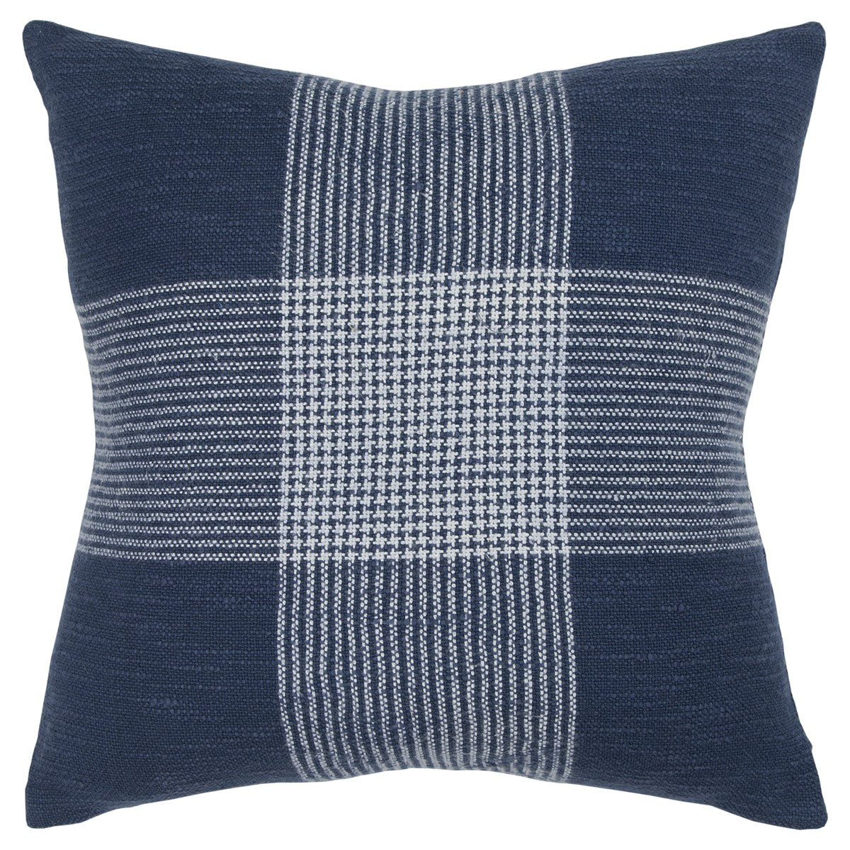 Indigo White Plaid Pattern Throw Pillow-0