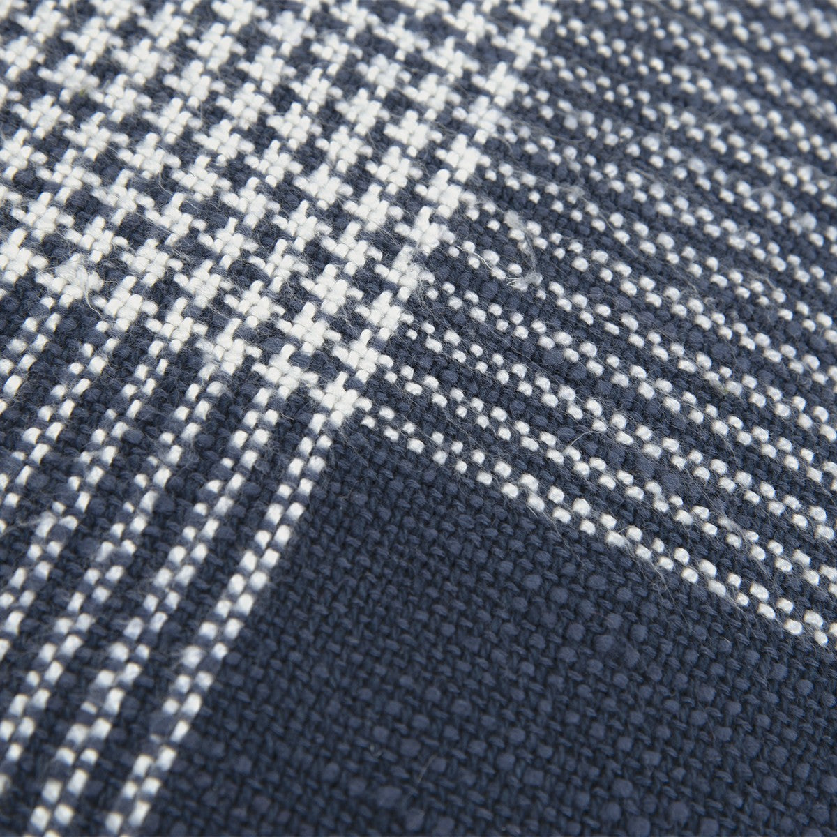 Indigo White Plaid Pattern Throw Pillow-5