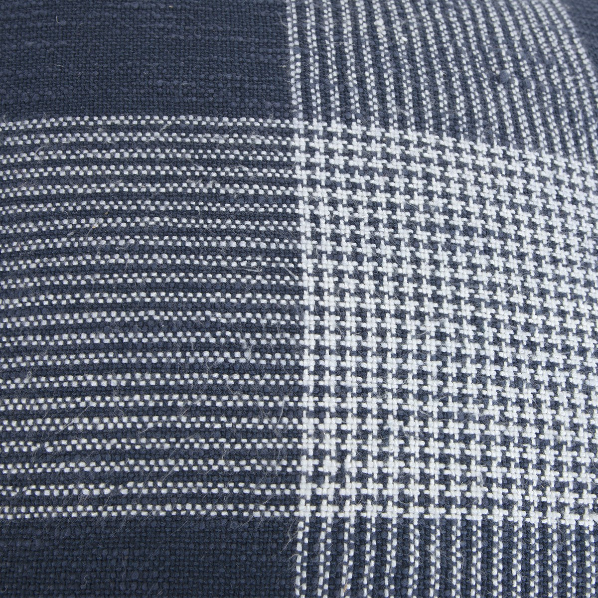 Indigo White Plaid Pattern Throw Pillow-6