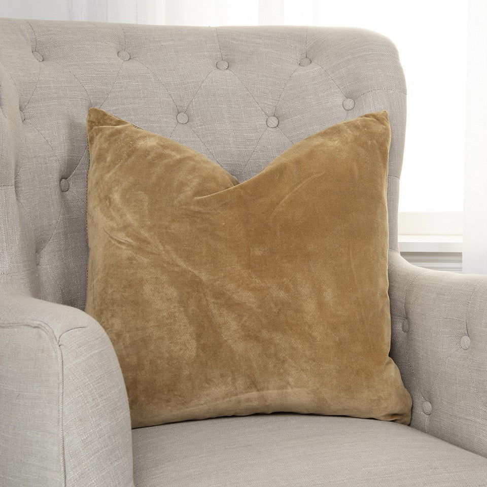 22" Gold Cotton Velvet Throw Pillow-5