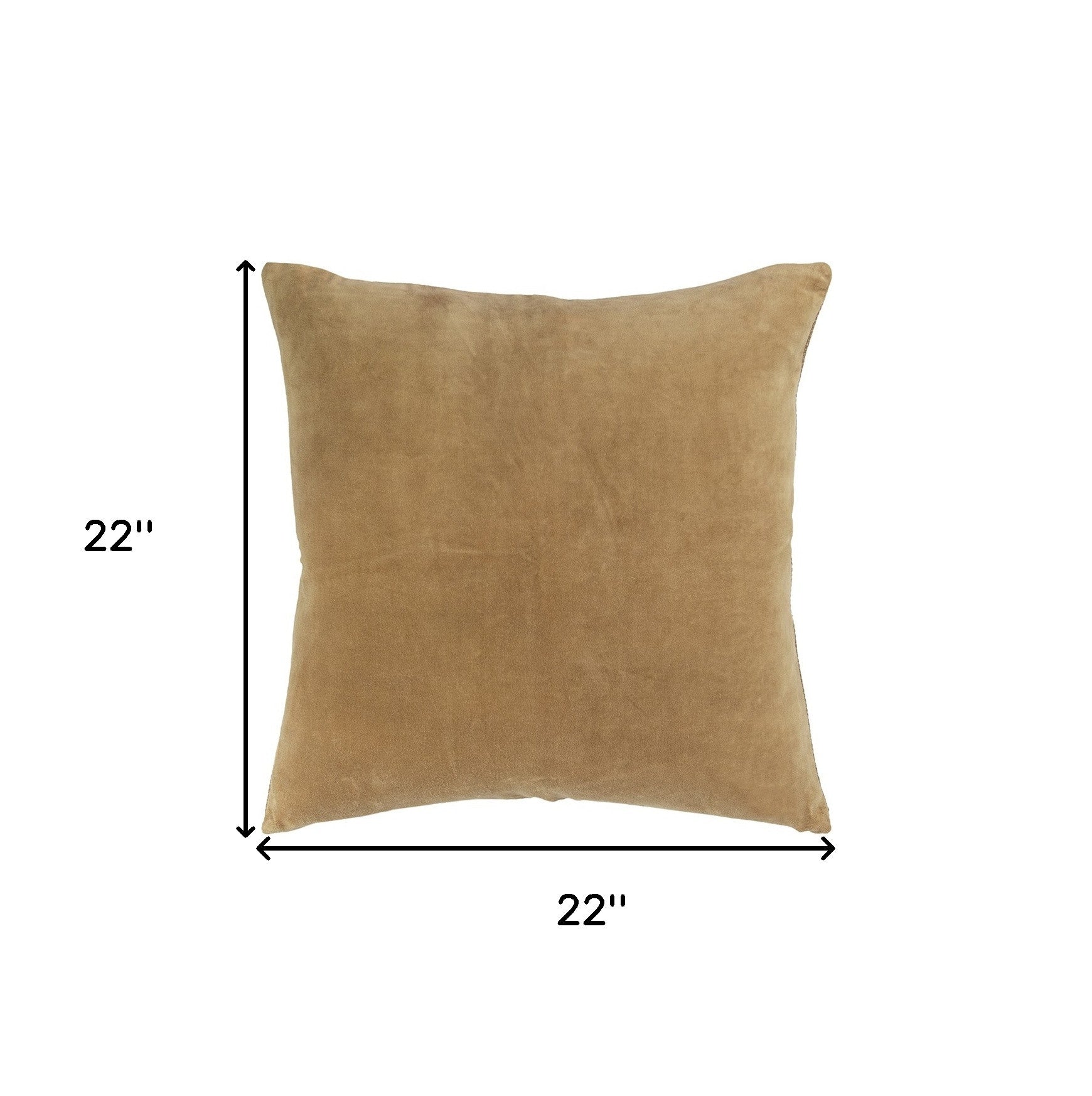 22" Gold Cotton Velvet Throw Pillow-6