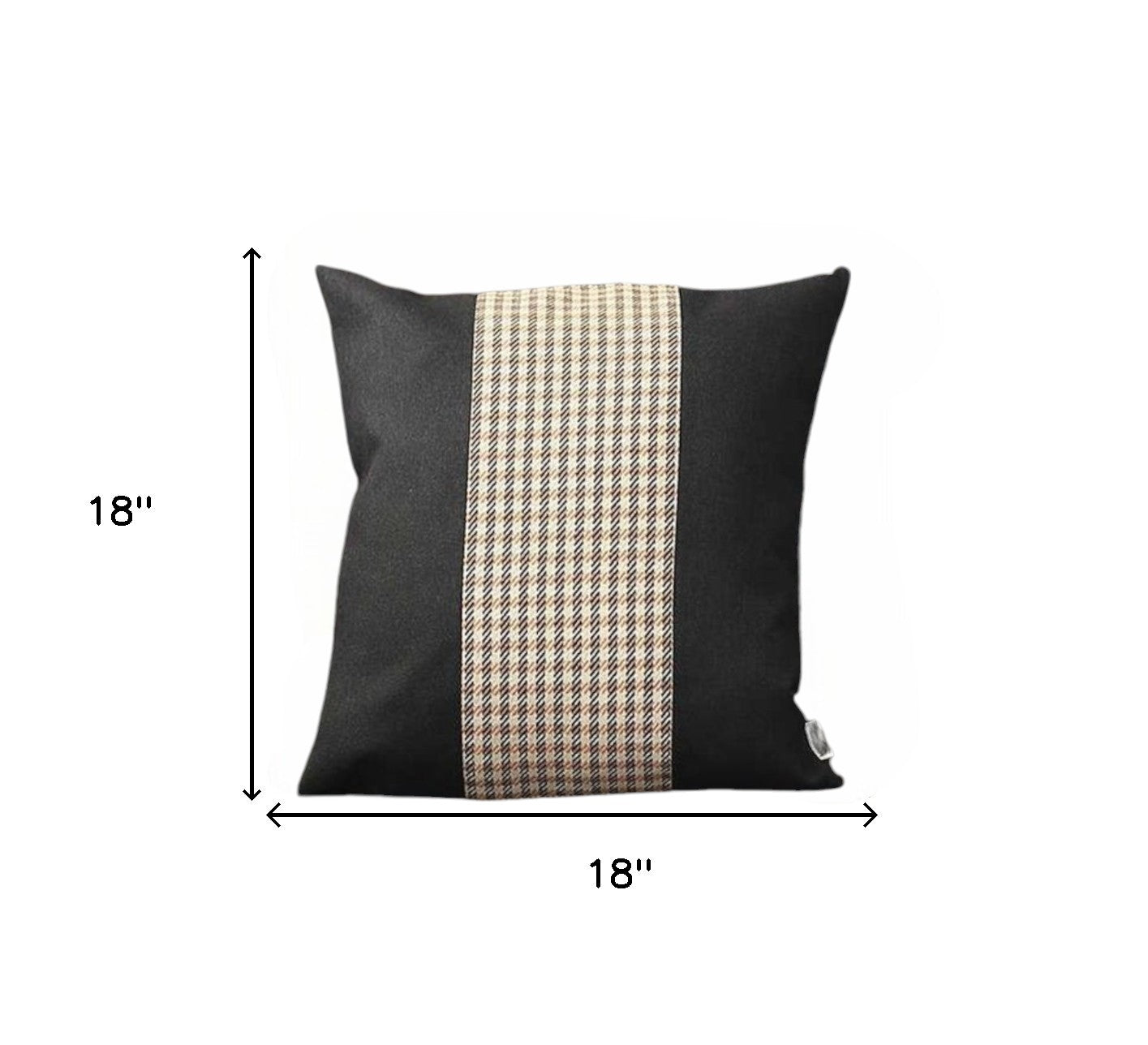 Set of Two 18" Black Brown and White Houndstooth Fabric Throw Pillows-3