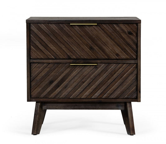24" Solid Wood and Wood Two Drawer Nightstand-1