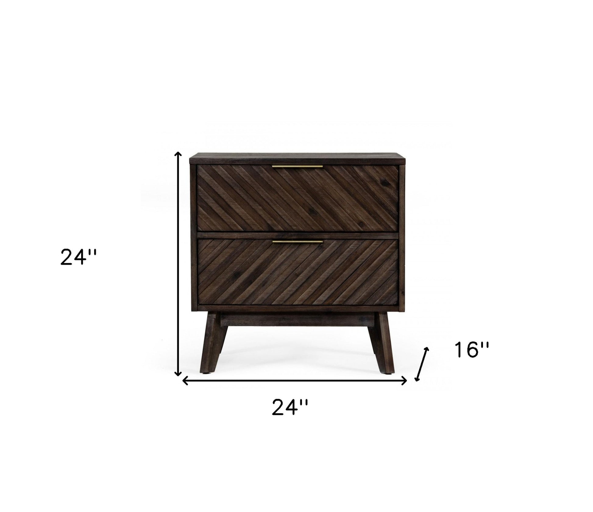 24" Solid Wood and Wood Two Drawer Nightstand-5