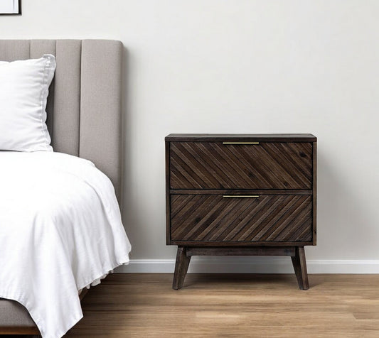 24" Solid Wood and Wood Two Drawer Nightstand-0