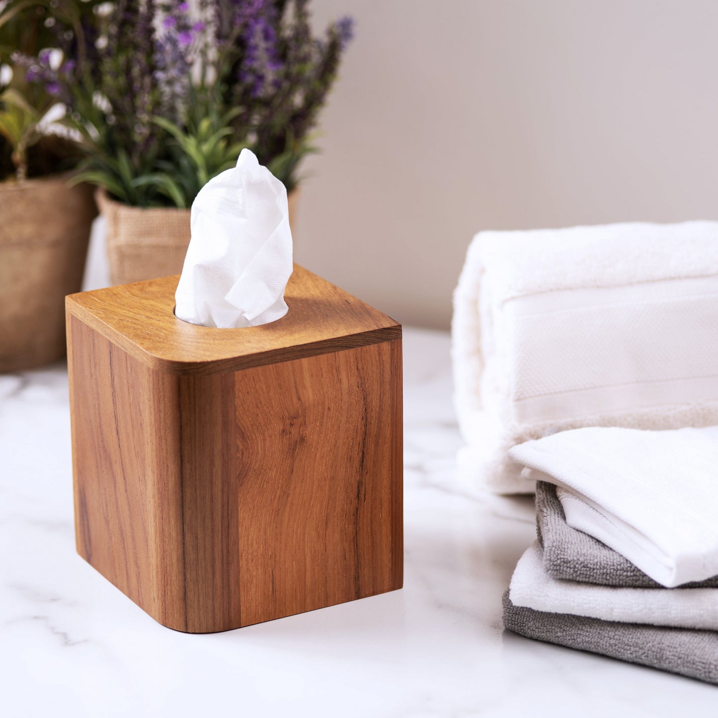 Designer Genuine Teak Tissue Box Cover-7