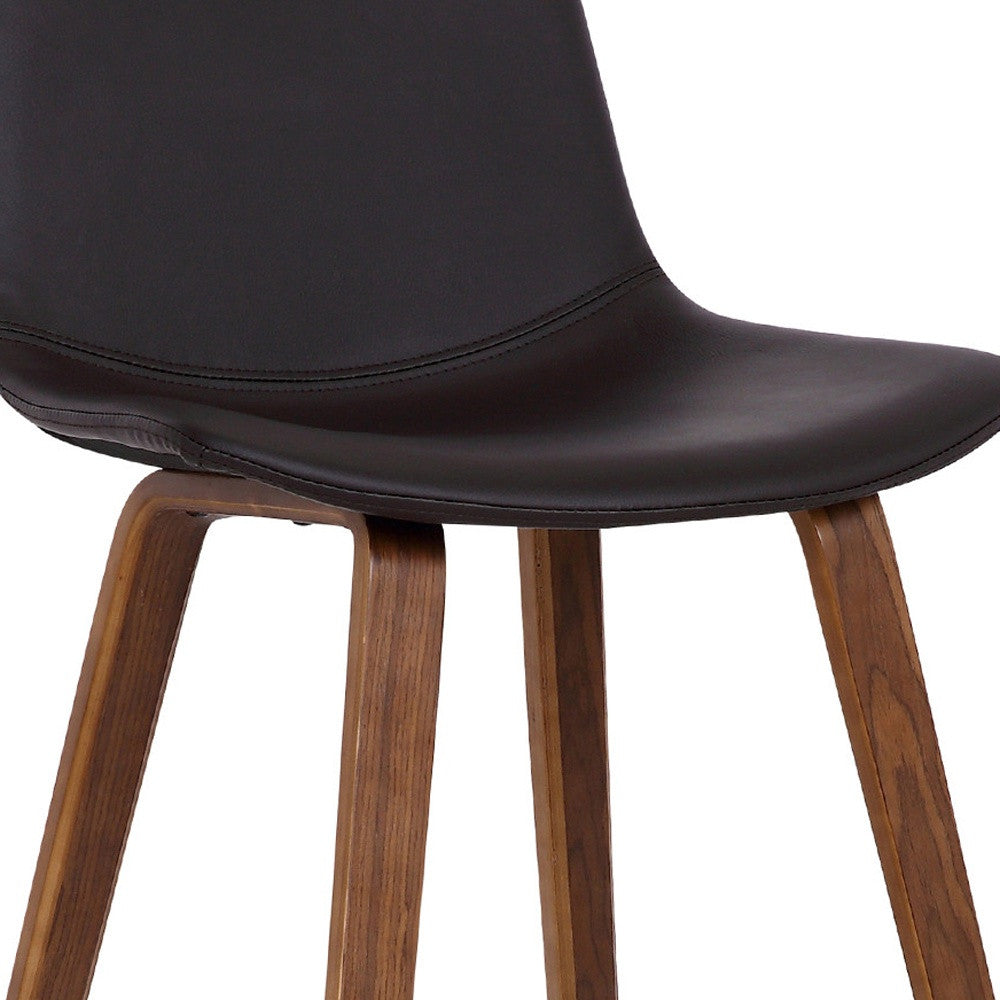 26" Brown Faux Leather And Solid Wood Low Back Counter Height Bar Chair-6