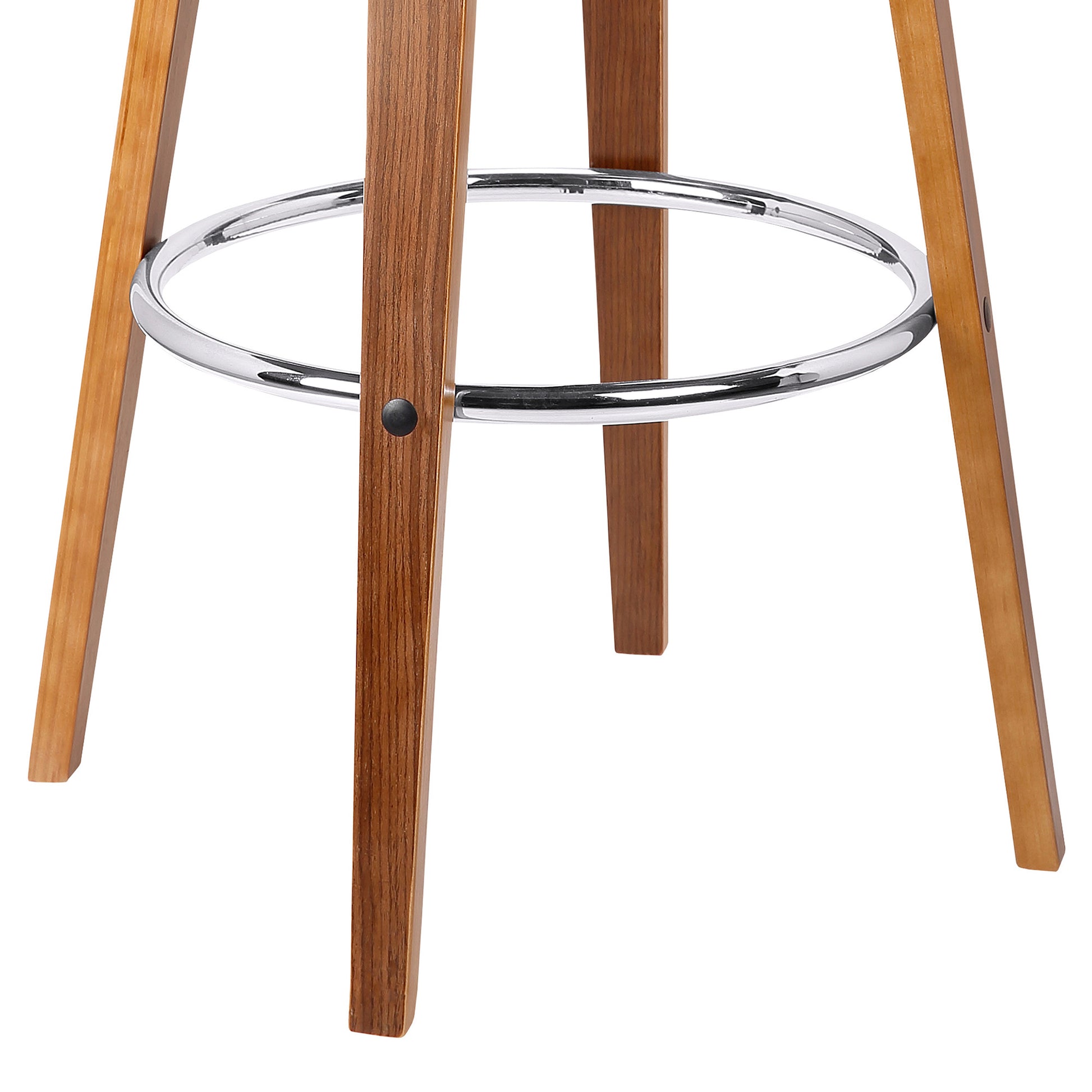 31" Brown Faux Leather And Solid Wood Swivel Low Back Bar Height Bar Chair-6