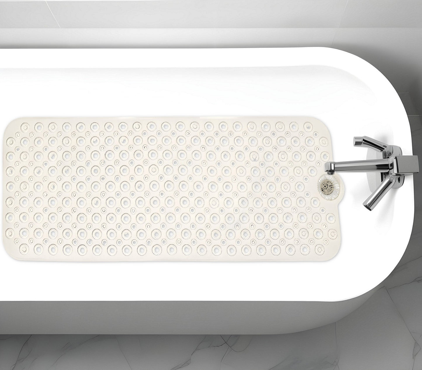 40" Ivory Beige Bubbles Non Slip Bath Mat-0