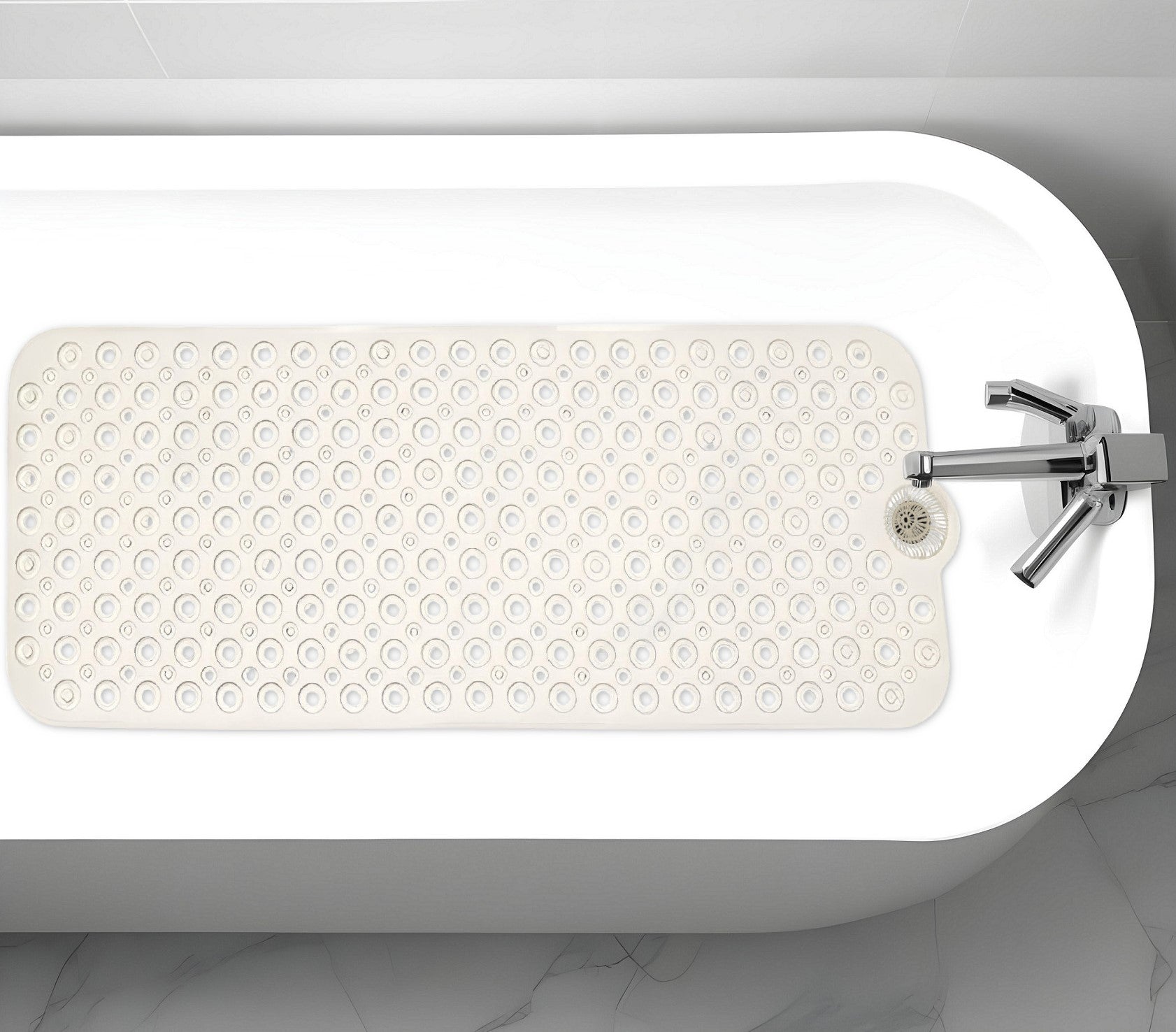 40" Ivory Beige Bubbles Non Slip Bath Mat-0